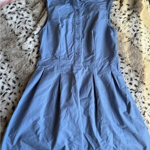 Sleeveless Blue Button-Up Dress